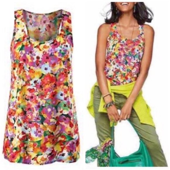 Cabi Luisa Multi-Color Floral Racerback Tank Top Size Medium - Picture 1 of 8